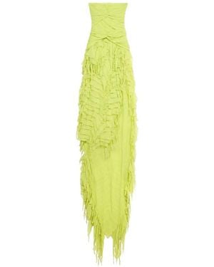 Blumarine Ruched Ruffled Maxi Dress - Green