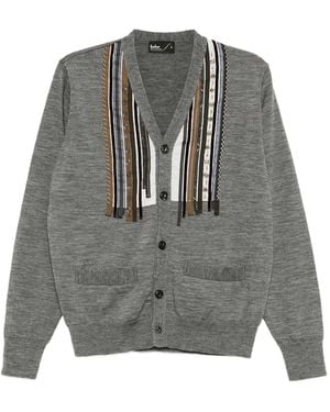 Kolor Gestreifter Cardigan - Grau