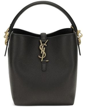 Saint Laurent Le 37 Leather Bucket Bag - Black