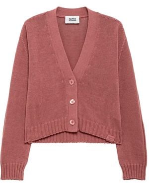 Alpha Studio V-Neck Button Cardigan - Red
