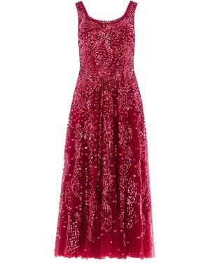 Needle & Thread Robe Mi-Longue À Sequins - Rouge