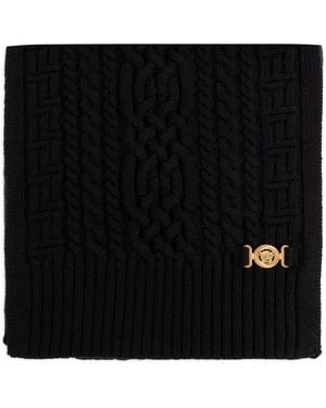 Versace Schal Mit Zopfmuster - Schwarz