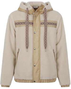 Moncler Kapuzenjacke Mit Geometrischem Besatz - Natur