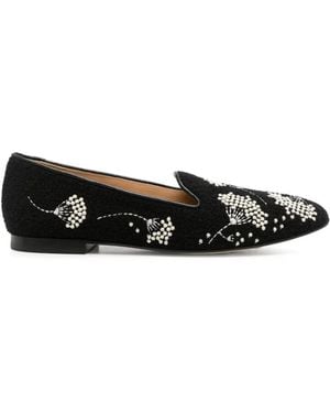 Arteana Alea Floral-Embroidered Loafers - Black