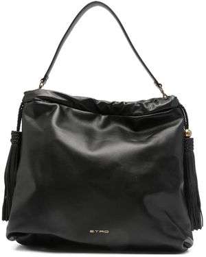 Etro Large Kalispera Tassel-Detail Leather Shoulder Bag - Black