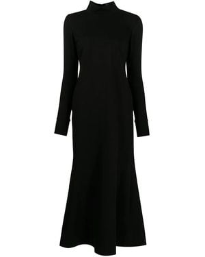 Macgraw High-Neck Flared Midi Dress - Black