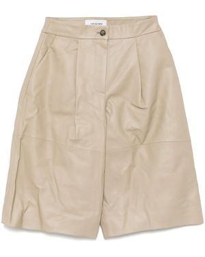 Yves Salomon レザー ショートパンツ - ナチュラル