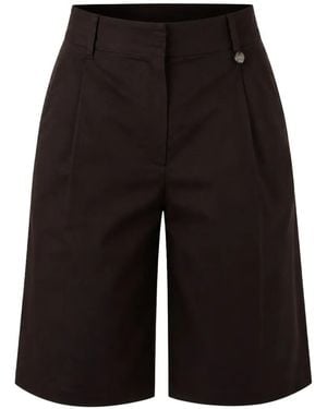 Liu Jo Pleat-Detail Logo-Plaque Shorts - Black