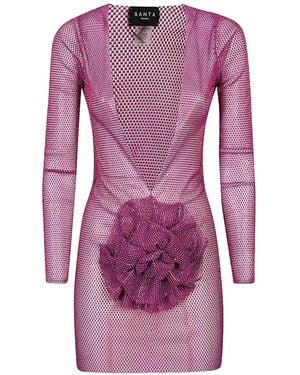 Santa Brands Flower-Applique Mini Dress - Purple