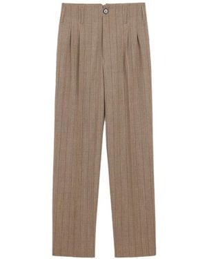 Ami Paris Pantalon À Deux Plis En Laine Rayée - Neutre