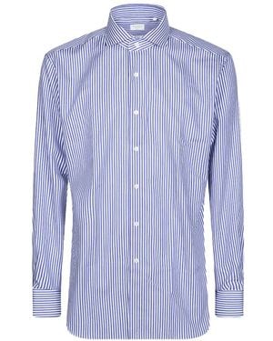 Xacus Striped Cotton Shirt - Blue