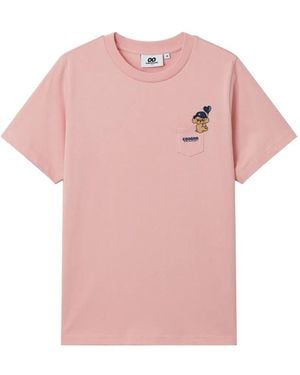 Chocoolate Pocket-Detail Graphic T-Shirt - Pink