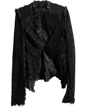Gucci Leopard-Print Ruffled Blouse - Black