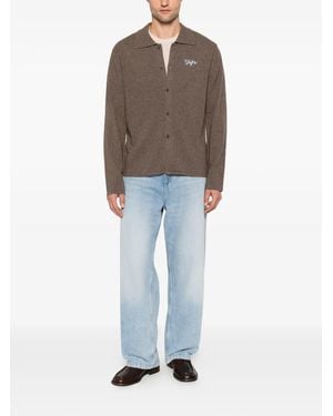 Séfr Logo-Embroidered Knitted Shirt - Blue