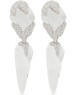 Alexis Lucite Crystal-Embellished Sculptural Earrings - White