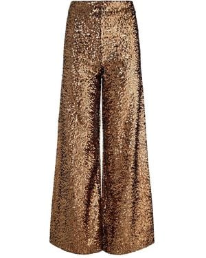 Alice + Olivia Pantalon Palazzo Athena À Sequins - Marron