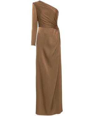 Alex Perry Twist-Detail Satin Gown - Natural
