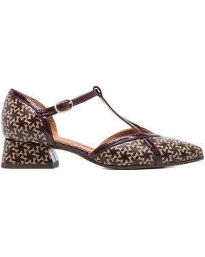 Chie Mihara 35Mm Geometric-Print T-Bar Pumps - Brown