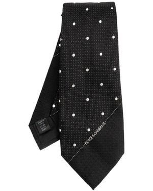 Dolce & Gabbana Polka-Dot Silk Tie - Black