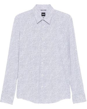 BOSS Micro-Patterned Long-Sleeve Shirt - White