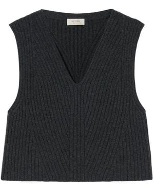 RETORI Ribbed-Knit V-Neck Vest - Black