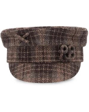 Ruslan Baginskiy Baker Boy Check-Pattern Hat - Brown