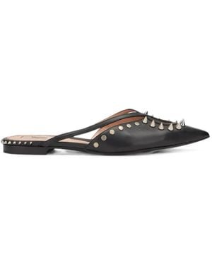 Moschino Spike-Embellished Pointed-Toe Flat Mules - White
