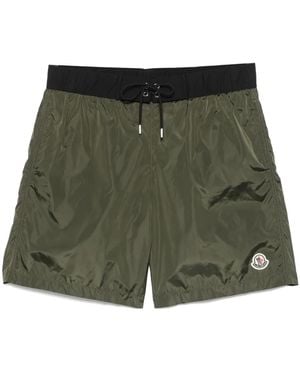 Moncler Logo-Appliqué Swim Shorts - Green