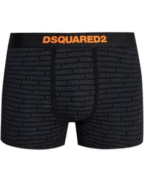 DSquared² Logo-Print Elasticated-Waistband Boxers - Black