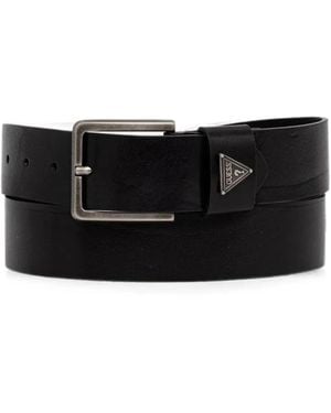 Guess Logo-Plaque Buckle-Fastening Belt - Black