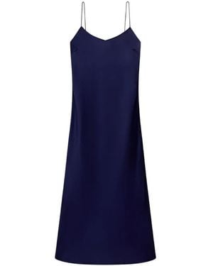 Another Tomorrow Bias-Cut Satin Dress - Blue