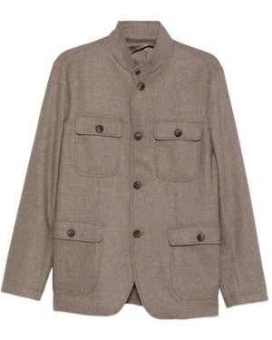 Gran Sasso Four-Pocket High-Neck Jacket - Brown