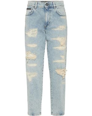 Philipp Plein ダメージ クロップドジーンズ - ブルー