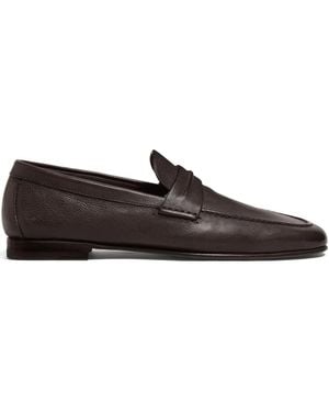 ZEGNA Penny Leather Loafers - Brown