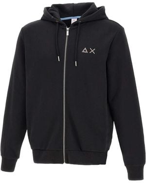 Sun 68 Zip-Up Embroidery-Logo Hoodie - Blue