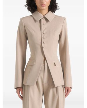 Manière De Voir Tailored Cinch Blazer With Detachable Collar - Natural