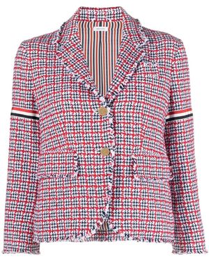 Thom Browne Check-Pattern Tweed Jacket - Red