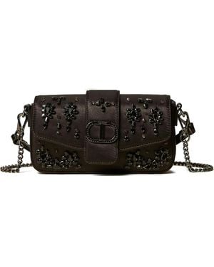 Twinset Amie Embellished Flap Satchel - Black