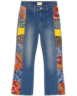 Alice + Olivia Patchwork-Panel Flared Jeans - Blue