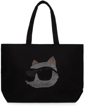 KARL LAGERFELD Ikon Choupette Shopper Met Stras - Zwart