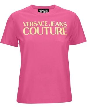 Versace Jeans Couture Logo-Print Cotton T-Shirt - Pink