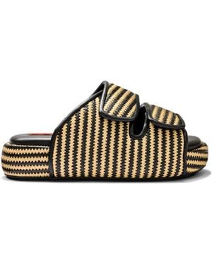 Simon Miller Raffia Cro Striped Sandals - Black