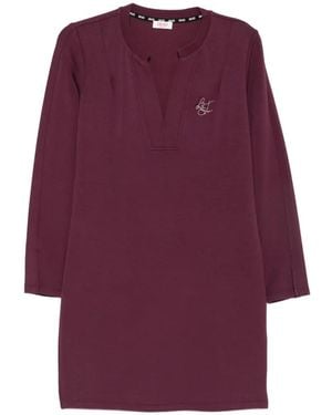 Liu Jo Logo-Embellished Long-Sleeve Mini Dress - Purple