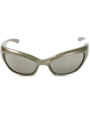 Balenciaga Oval-Frame Sunglasses - Metallic