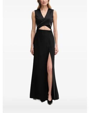 Sandro Ferrone Vestido largo con cuello en V - Negro