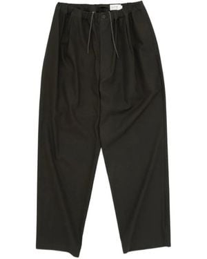 Still By Hand Cotton-Twill Drawstring Tapered Trousers - Black