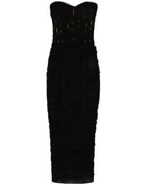 Dolce & Gabbana Draped Tulle Corset Dress - Black