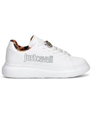 Just Cavalli Zapatillas Con Placa Del Logo - Blanco