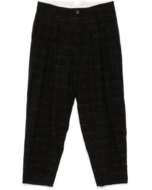 CALMLENCE Triple Pleated Tapered Pants - Black