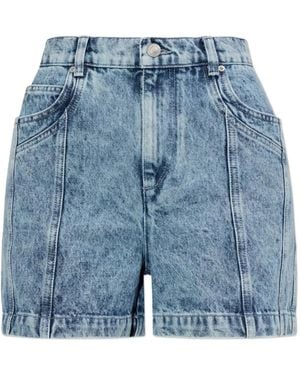 Isabel Marant Joely Denim Paneled Shorts - Blue